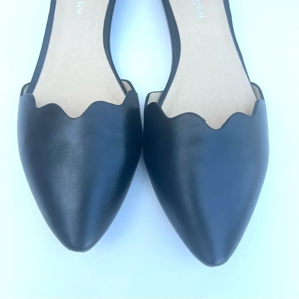 CL by Laundry Studio Pointed Toe Sliver Wedge Black Minimalist D’orsay Pump SZ 9